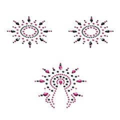 Пэстис из кристаллов Petits Joujoux Gloria set of 3 - Black/Pink, украшение на грудь и вульву