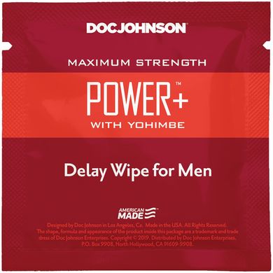 Пролонгирующая салфетка Doc Johnson Power+ Delay Wipe For Men с экстрактом йохимбе