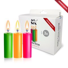Набор восковых свечей Art of Sex size S 10 см (3 шт), низкотемпературные, люминисцентные